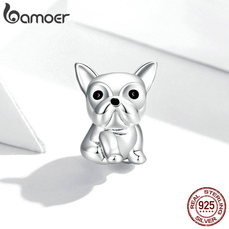 

Bamoer милые бульдоги металлические бусины для женщин ювелирных изделий из окисленного стерлингового серебра 925 пробы подходят для оригинального серебряного браслета 925 silver