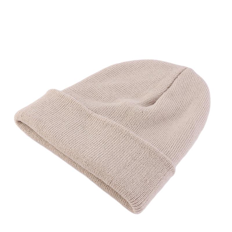 Plain Knit Hat in Khaki for Men and Women, Casual Everyday Winter Wear