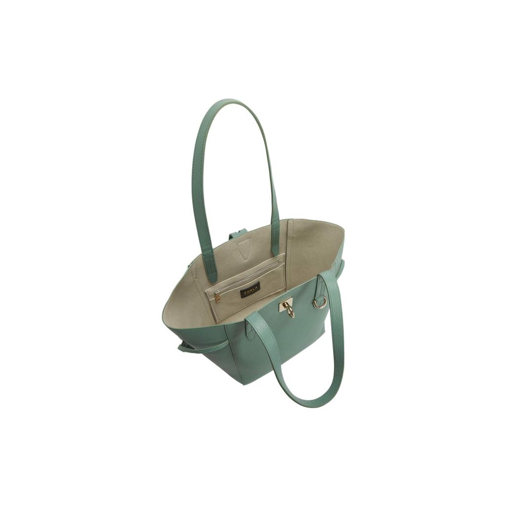 New Furla Net Collection Grain Calfskin Basket Bag, One Shoulder Handbag Medium Women's Pea Green BZT0FUA-HSF000-1996S