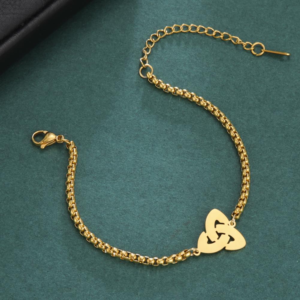 Dawapara Irisches Dreifaltigkeitsknoten Armband Triquetra Glücksbringer Spiritueller Partner Schmuck Edelstahl Neujahrsgeschenk