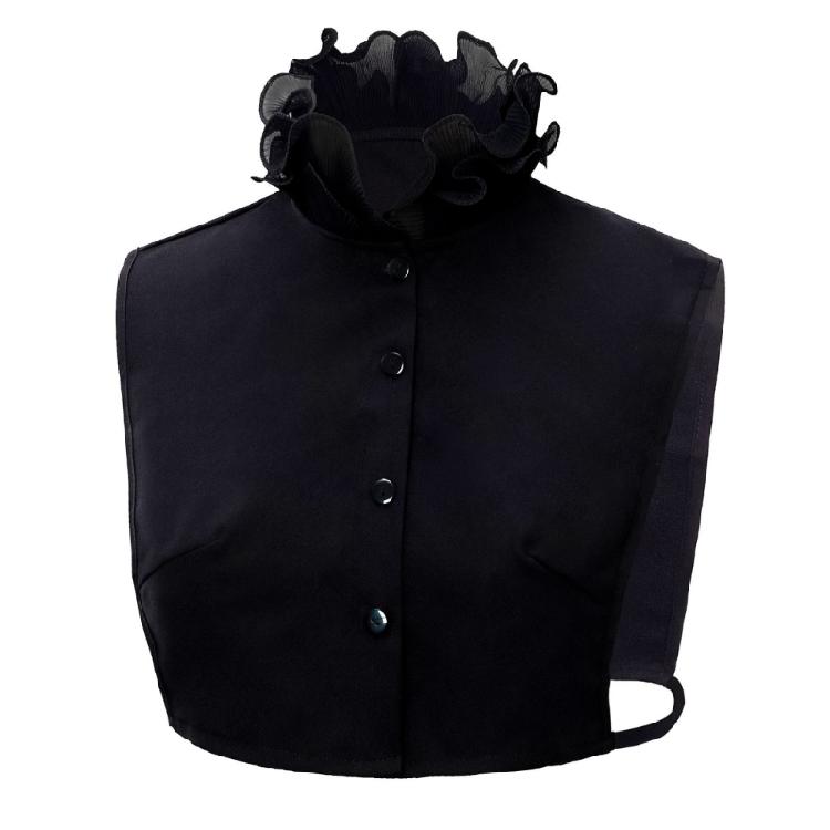 Womens Ruffle Stand False Collar Half Shirt and Fake Wrist Cuffs Sleeves Set Decorative Detachable Layering Accessories