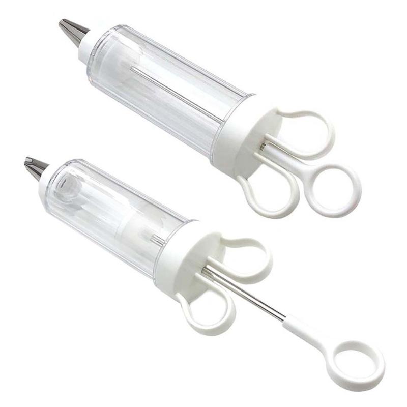 Dessert Cream Piping Syringe Nozzles Kits Dessert Decorating Syringe Cupcake Frosting Filling Injector with 5 Nozzles