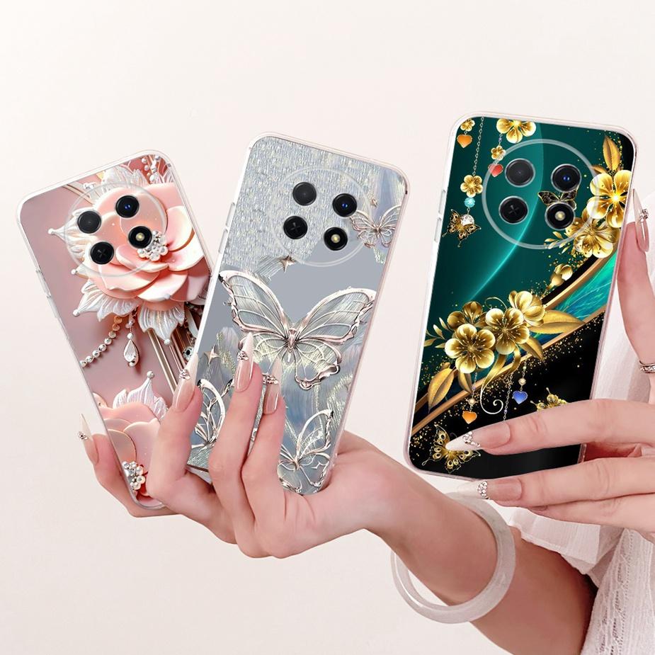 For Huawei Nova Y91 Case STG-LX1 STG-LX2 Stylish Bow Flowers Painted Cover Soft Silicone Case For Huawei Nova Y91 NovaY91 Fundas