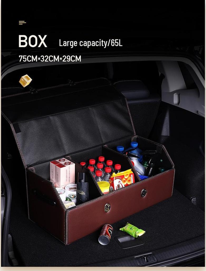 Leather Car Trunk Storage Box with Logo - Multifunctional Folding Organizer