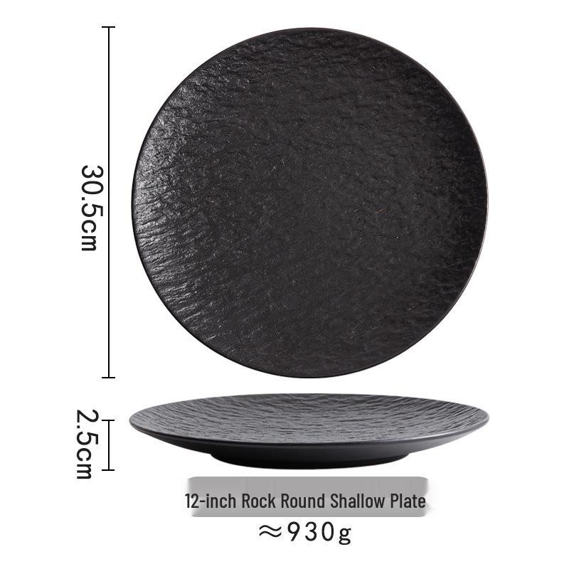 White Stone Ceramic Shallow Plate for Restaurant & Home – Ideal for Steaks & Desserts, Round Flat Design.