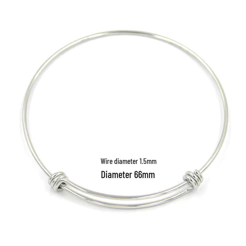 Round Adjustable 304 Titanium Steel Bracelet with Push-Pull Elastic Coil