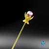 Sea Drop Kanzashi Hairpin, Glow-in-the-Dark Firefly Glass Bead, Pink, 14mm, Luminous Gold, Single Hair Ornament, Japanese Style, for Yukata, Kimono,
