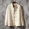 Men's Retro Chinese Cotton-Linen Stand Collar Long-Sleeve Shirt