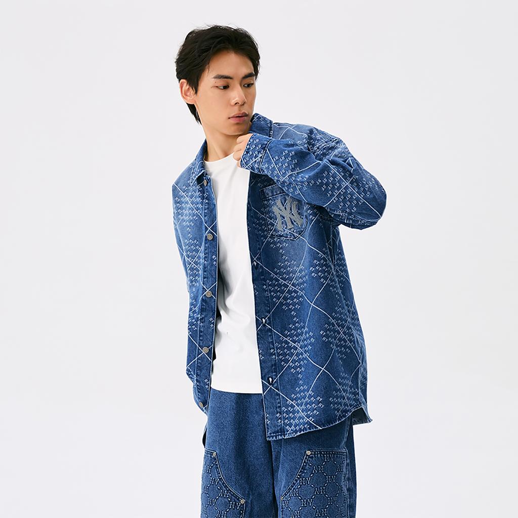 New MLB MONOGRAM Collection New York Yankees 25FW Shirt Unisex Standard 3ADRM0654-50INS