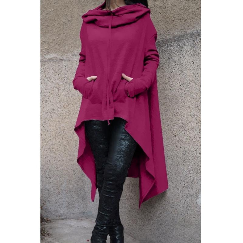 Dámska móda Jednofarebné Kabát s dlhým rukávom Voľné Ležérne Pončo Kabát Pulóver s kapucňou Dlhé Mikiny Mikiny