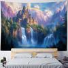 Dreamy Castle Background Wallpaper, Bedroom Tapestry, Cartoon Decoration, Hippie Aesthetic Home Wall Hanging, Yoga Mat