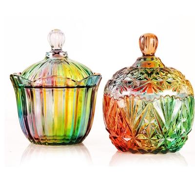 Beautiful European Style Multicolored High Transparency Glasses Candy Storage Jar for Decors and Organization At Homes