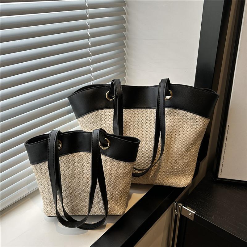 Strohtasche Damen Urlaub Strand Lässig Vielseitig Französisch Retro Gemüsekorb Umhängetasche Modetrend Gewebte Tasche
