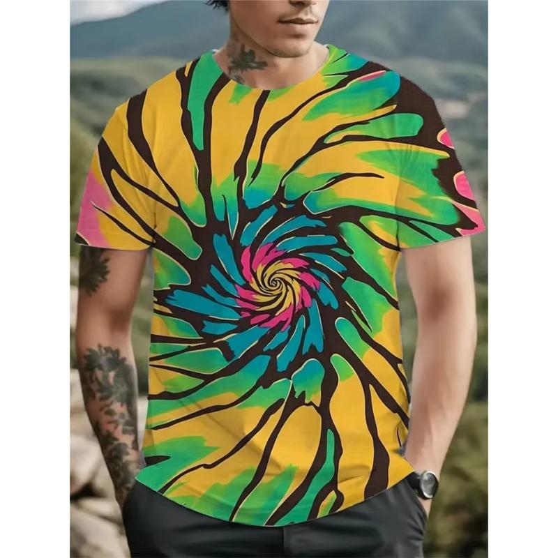 Men T-Shirt Summer Tops Colorful Graphic T Shirts Short Sleeve Tee Crew Neck Streetwear Clothes Harajuku 3D Printed Men Clothing