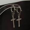 Trend Personality Geometry Sliver Color Cross Pendant Rivet Hoop Earrings for Women Men Gothic Punk Piercing Jewelry Accessory