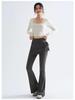 Plus Size Velvet Micro-Flare High Waist Yoga Pants for Women - Slimming Autumn/Winter Outerwear
