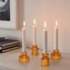 3PCS Simple Vertical Patterned Glass Candle Holder Romantic Dining Table Candle Stand Base Creative Home Decoration Ornament