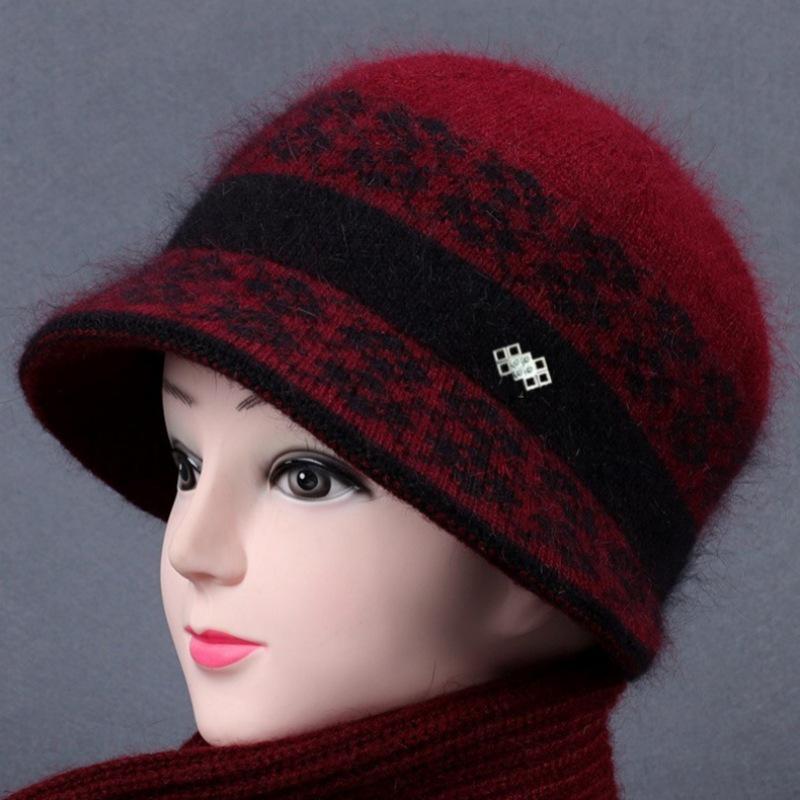 Autumn-Winter Warm Knit Fisherman Hat for Middle-Aged and Elderly Women
