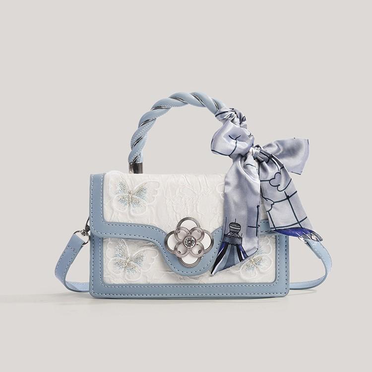Fashionable and Versatile Small Square Bag with Unique Design, Featuring An Elegant Bow Strap Crossbody Bag.