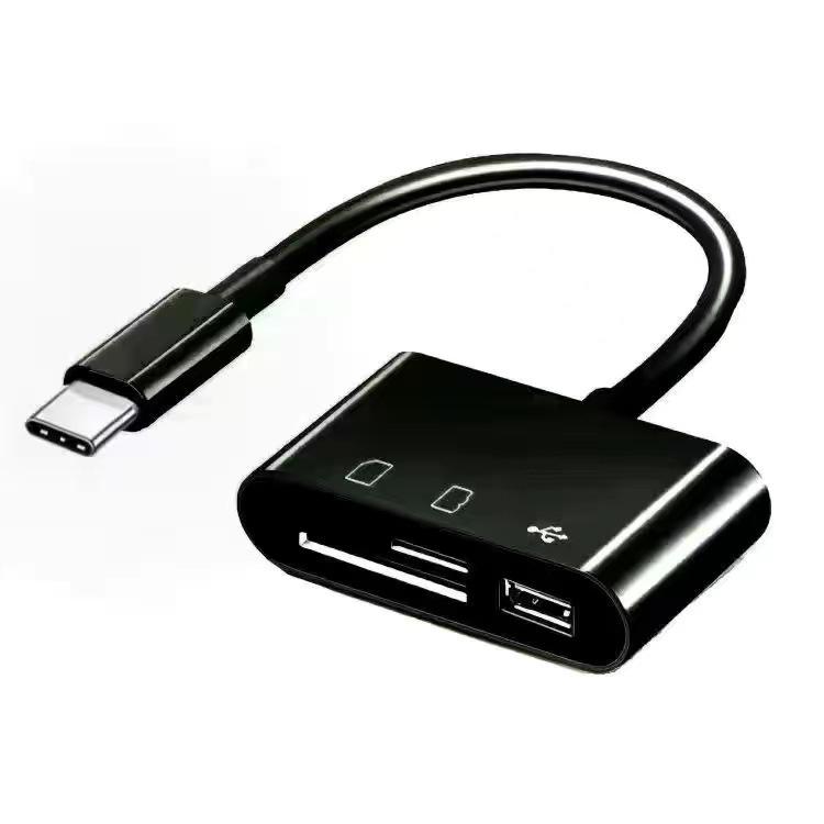 

3-in-1 Card Reader Adapter Type C To SD TF Memory Card Reader USB Type C OTG Converter For Huawei Samsung Xiomi Phone Tablet чорний