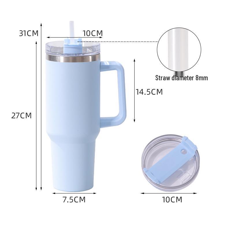 40oz Bärbar Rostfri Dubbelväggig Ismugg med Sugrör - Stor Kapacitet & Isolerad.