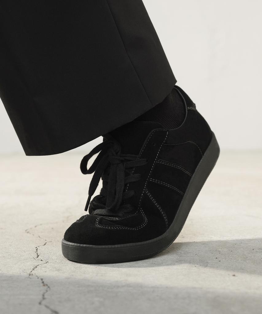 6Ft 5In Hi Suede German Army Sneakers Height-Increasing Version - Matte Black