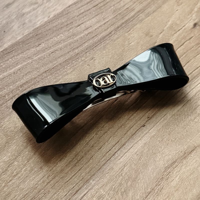 

oar Classic Marble RIbbon Hair Barrette [Black] Black