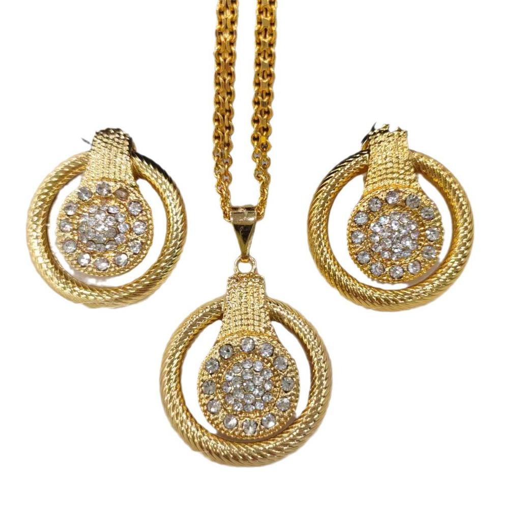 Dubai Braut 24K Vergoldetes Unregelmäßiges Schmuckset: Halskette und Ohrringe