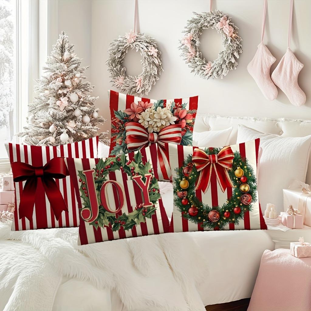 Christmas decoration pillow cover Christmas wreath color festival pattern living room sofa cushion suite room home decoration