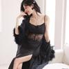 Bride Robe Set Sexy Sleepwear Lace Hollow Out Nightgown Wedding Kimono Bathrobes Gown Suit Loungewear Women V -Neck Homewear