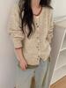 2025 Autumn/Winter Women's Colorful Big Stitch Knit Cardigan - Loose Fit, Round Neck, Lazy Style Sweater