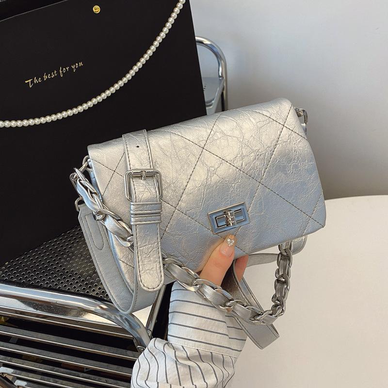 Rhombus chain shoulder commuter bag women's summer new high-end messenger small square bag