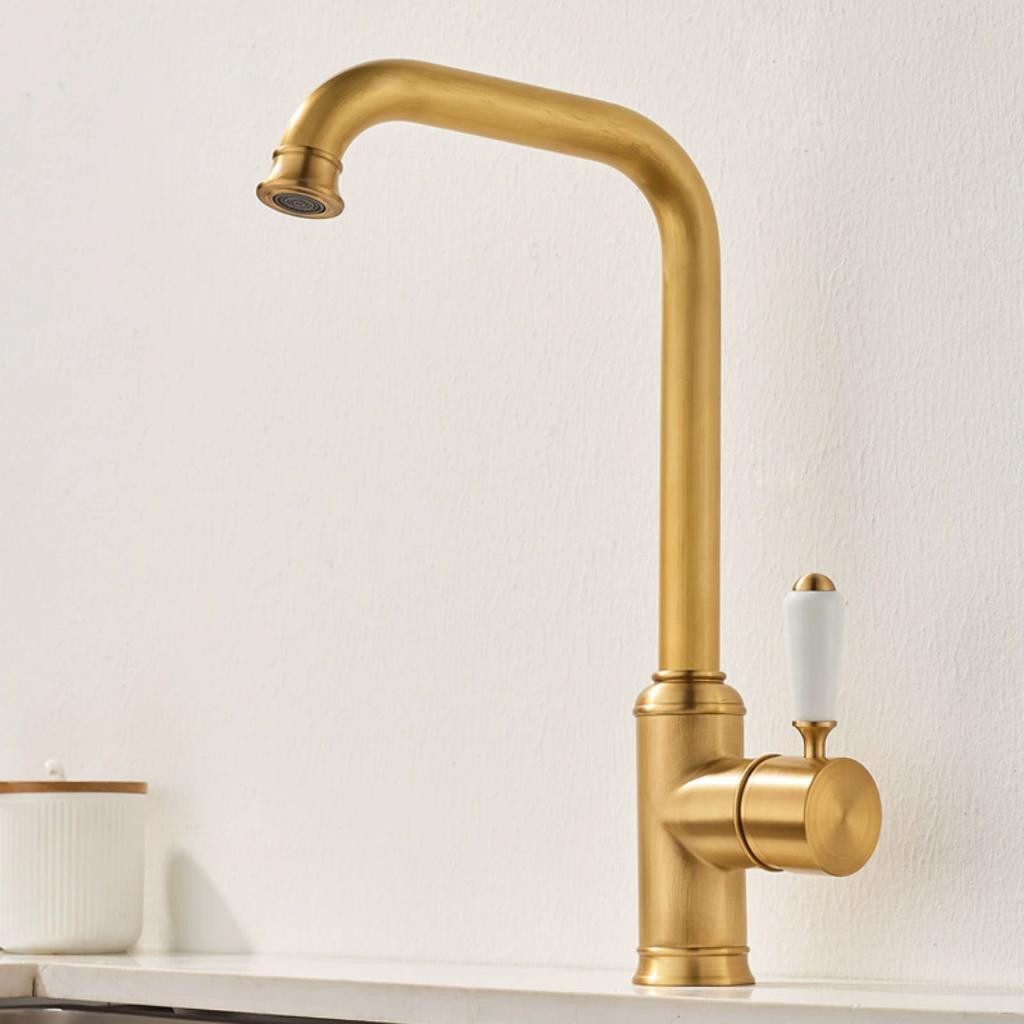 Tuqiu Gold Kitchen Faucet 360 Rotating Swivel Sink Faucet Mixer Tap Fashion Sink Faucet Copper Hot And Cold Basin Faucet  Tap