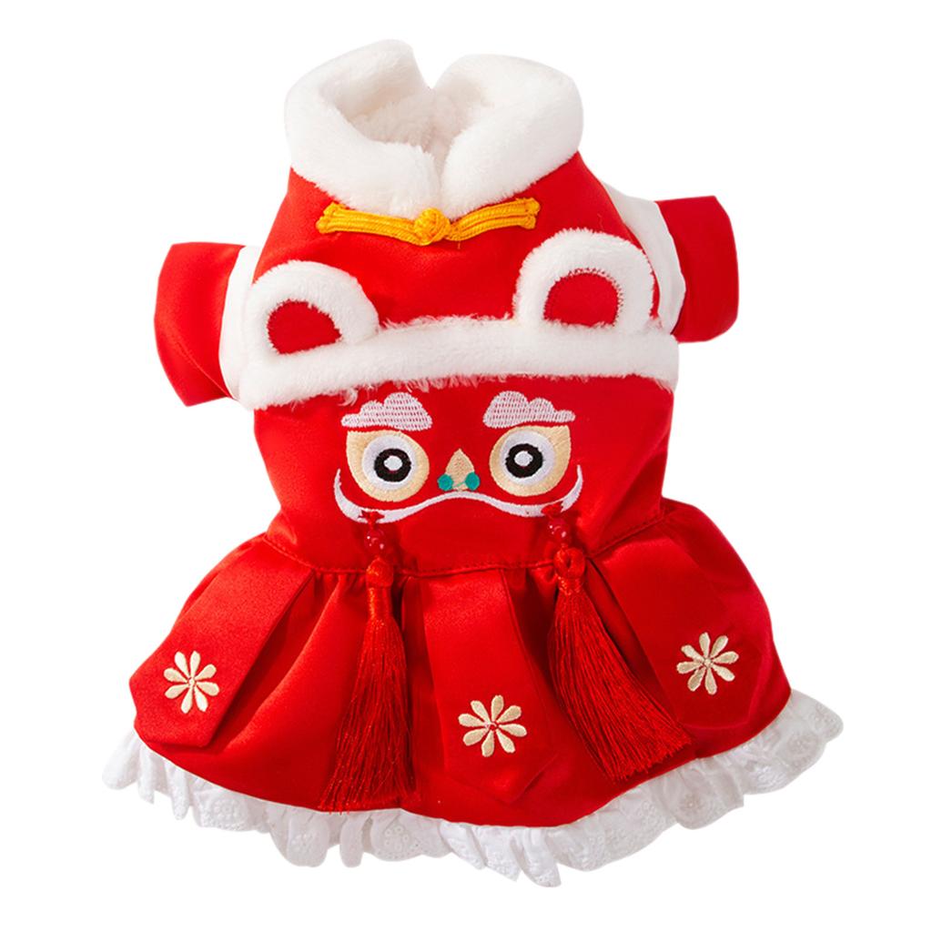 Dog Chinese New Year Outfit Furry Lining Tang Suit Outfit Festive Dog Snowsuit Chinese New Year Outfit Winter Apparel