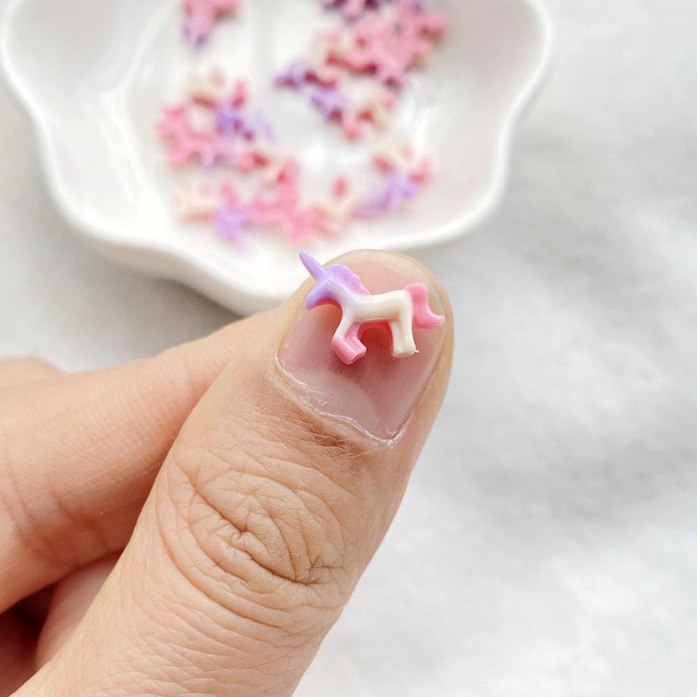 50Pcs Cute Mini Cartoon Unicorn Series Flat Back Rhinestone Bead Scrapbook DIY Manicures Appliques Accessories Crafts