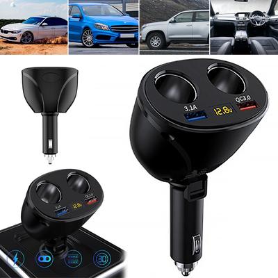 Auto Zigarettenanzünder Adapter 2-fach Dual USB Ladebuchse Schnelllade Splitter 180 Grad Drehung 12V-24V Autoladegerät