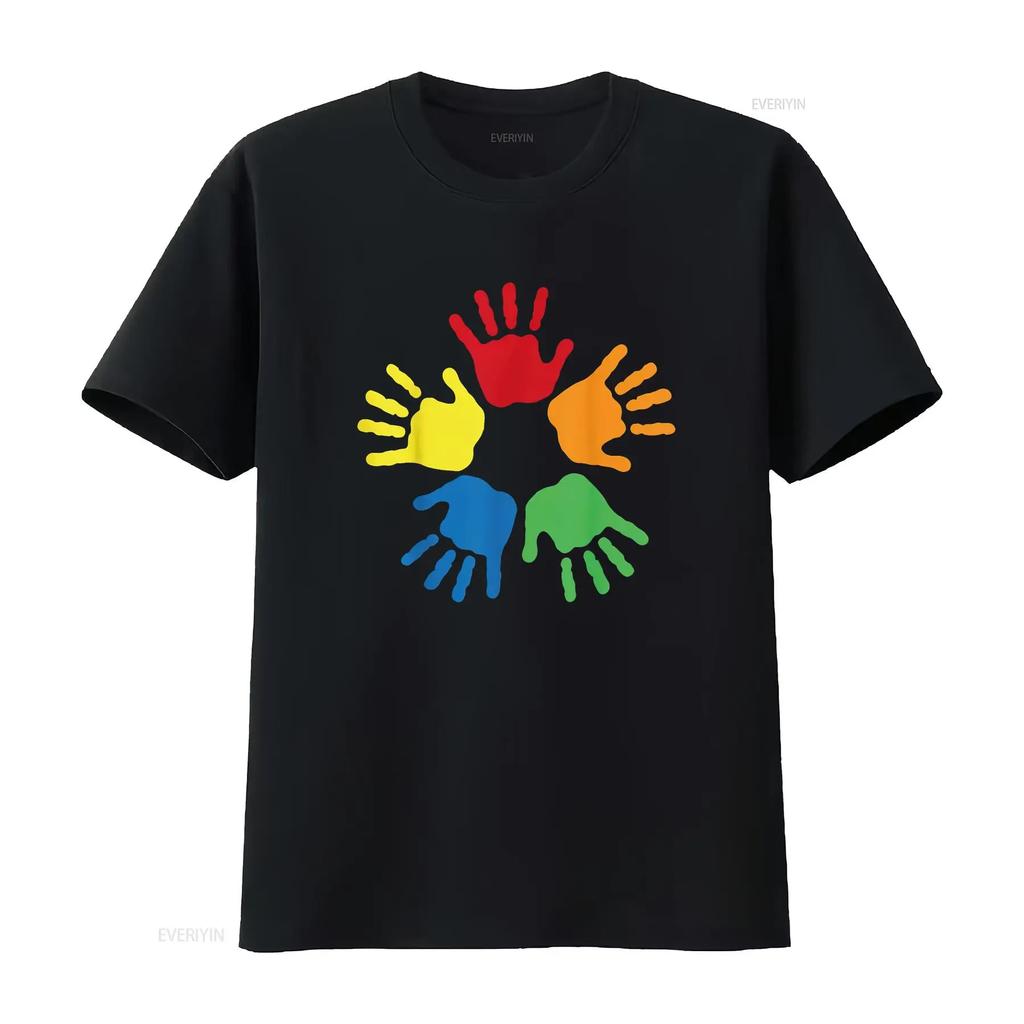 Colorful Hands Autistic Inspirational Autism Awareness T Shirt vintage Washed homme Comfortable Unisex Casual Stretched fashion