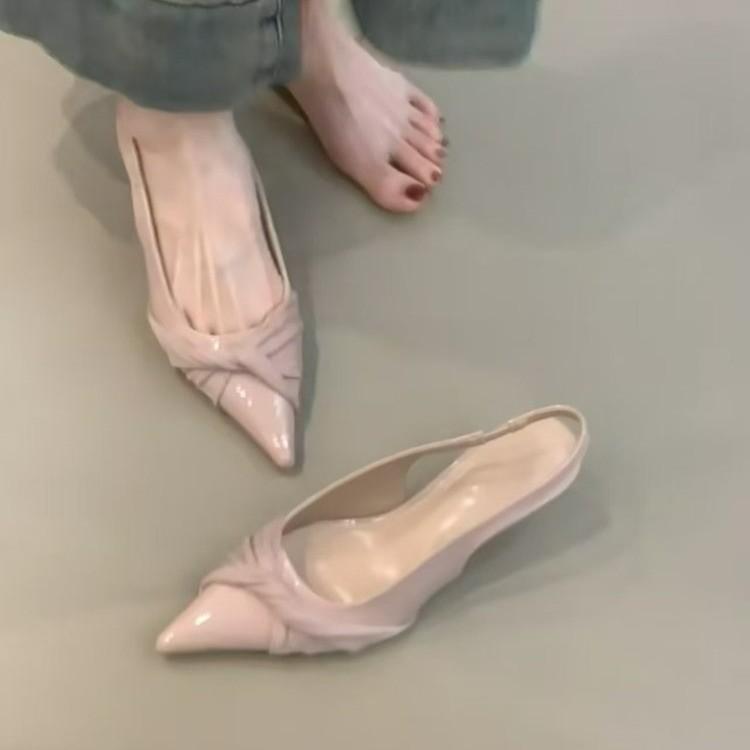 

Мода Новый Стиль Мода Женские Летние Босоножки на Каблуке Острый Носок Элегантная Обувь Женский Тренд Шлепанцы Модные Каблуки Женские Zapatos Mujer 40 розовый