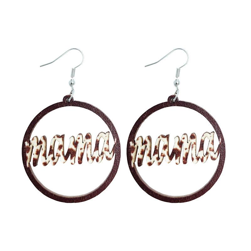 Mother'S Day Wooden Earrings Mother'S Day Word Earrings