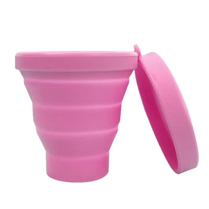 Portable Travel Silicone Folding Water Cup Silicone Foldable Traveling Cup For Outdoor Pet Camping Drinkware Water Cup розовый