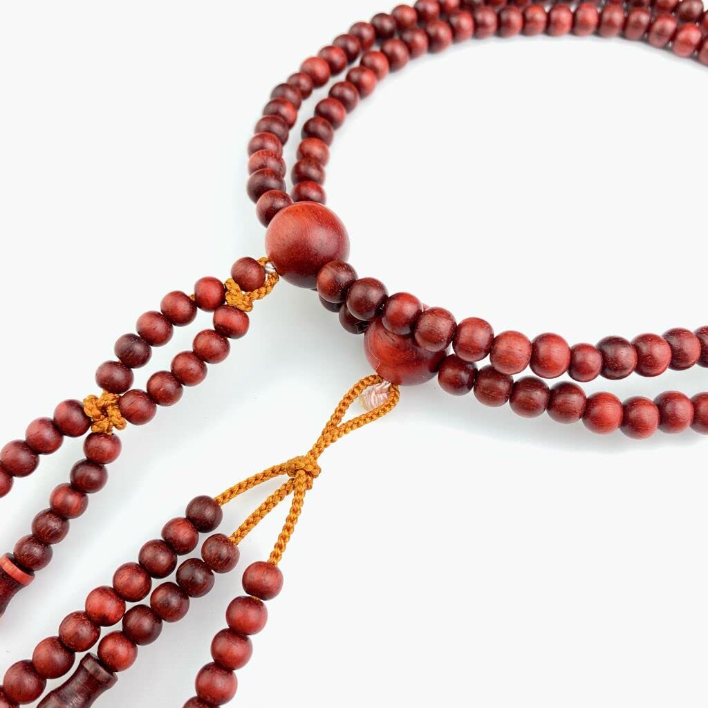 Myorenka Buddhist Prayer Beads for Nichiren 108 Red Sandalwood Medium Includes Prayer Bead Brahma Formal Buddhist Prayer Lotus Natural Set Brahma