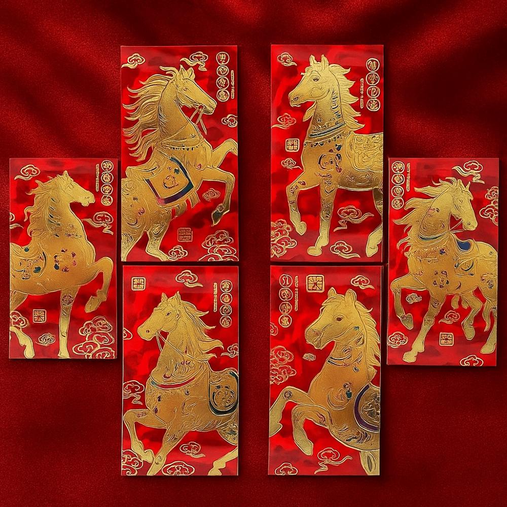 6Pcs/Set Traditional 2026 New Year Red Envelope Paper Spring Festival Envelope Spring Festival