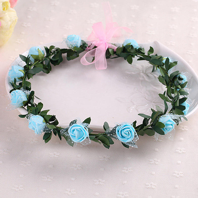 Sweet Girls Women Bridal Rose Flower Crown Headband Wreath Party Wedding Bridal Garland Hairband Headwear