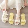 2025 Summer New Pearl Bow Cross Strap Fairy Fashion French Sandals Platform Cool Slippers Female Summer Wear