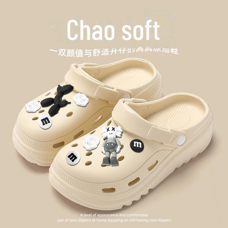 

Женские летние тапочки на толстой подошве 2024 года: В помещении, на открытом воздухе, на пляже, в стиле Баотоу 38-39