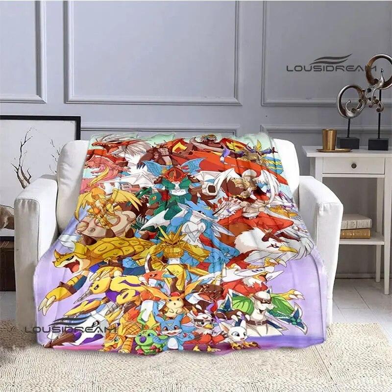 Digimon Cartoon Printing Blanket Flange Warm Blanket Picnic Blanket Home Travel Blanket Bed Linings Birthday Gift