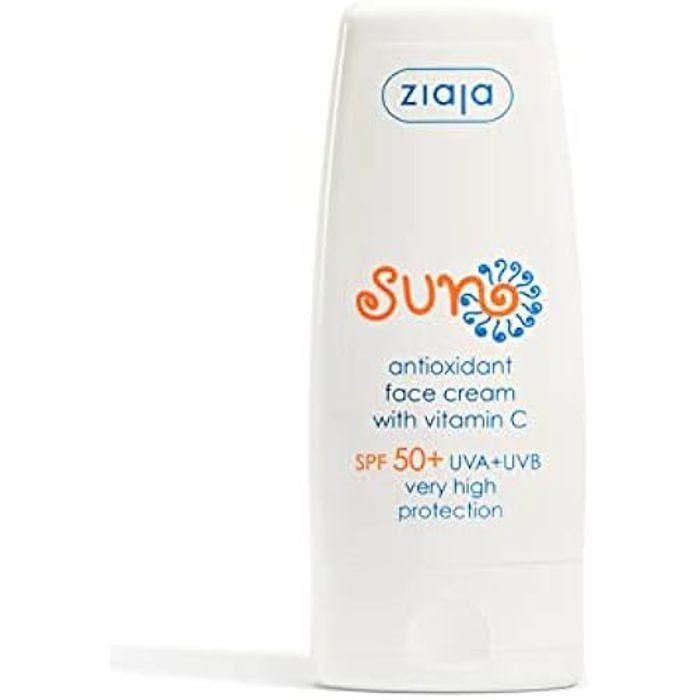Crème Solaire - ZIAJA - Antioxidante SPF 50+ - Vitamine C - Hypoallergénique - 50 Ml