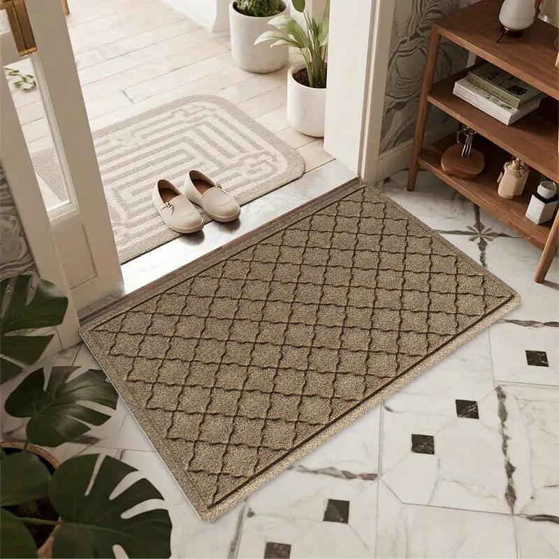 Rutschfeste texturierte Fußmatte Langlebige saugfähige Eingangs-Bodenmatte Teppich mit neutralem geometrischem und Blattmuster für Haustür Terrasse Küche