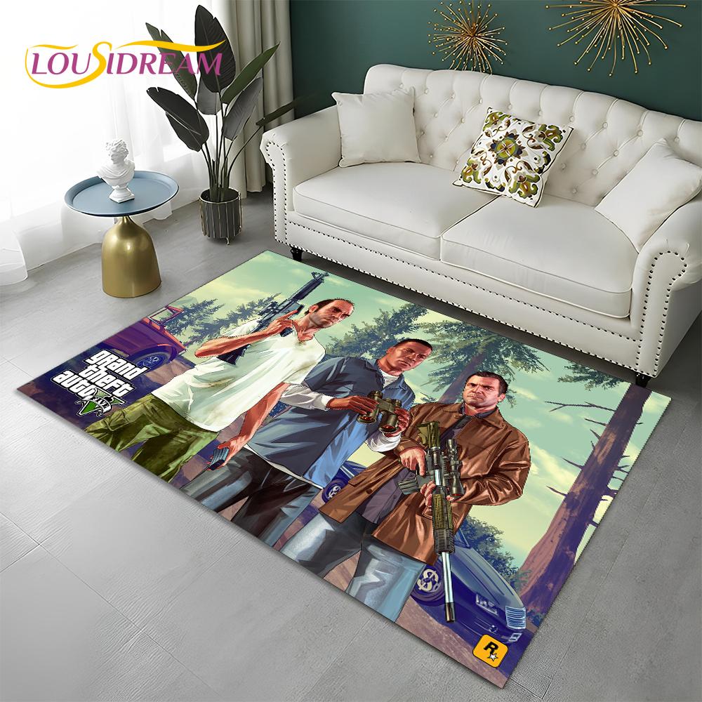 GTA 3D Spiele Grand Theft Auto Gamer Teppich Teppich für Zuhause Wohnzimmer Schlafzimmer Sofa Fußmatte Dekor, Kinderbereich Teppich Rutschfeste Bodenmatte