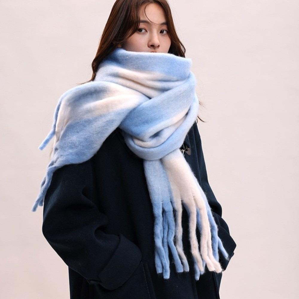 Mohair Winter Cashmere Scarves Tassel Long Shawl Elegant Plaid Wool Scarf  Women/Men